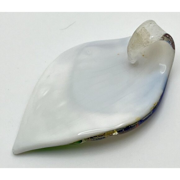 Art Glass Teardrop Pendant Rainbow Spiral Swirl Green Blue Orange Vintage - Picture 2 of 6